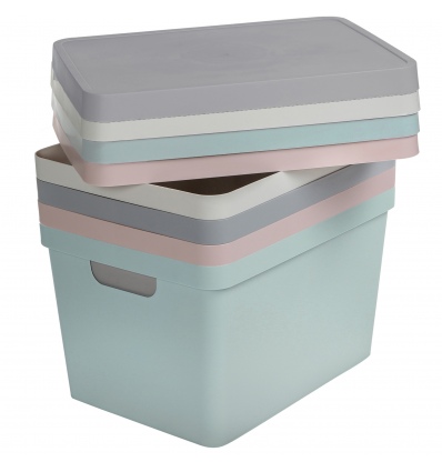 17L Medium Pastel Coloured Lidded Storage Boxes