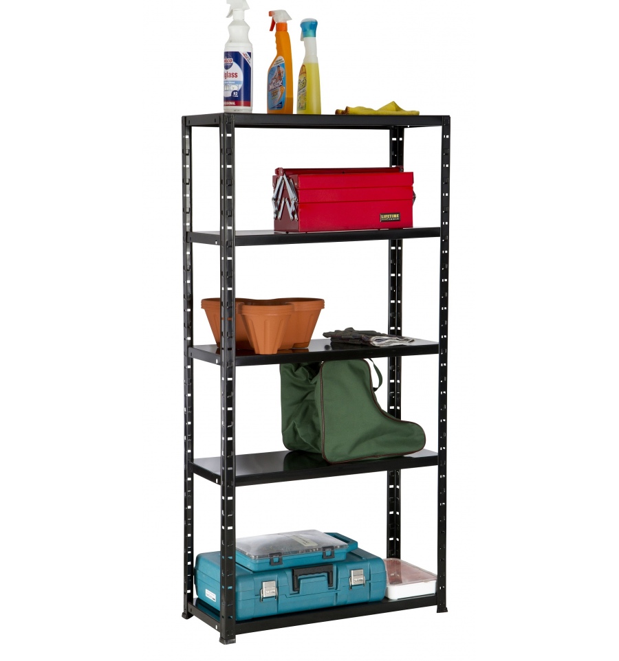 Black Boltless 5 Shelf Utility Unit
