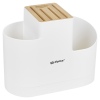 White Plastic & Bamboo Kitchen Utensils Knives Holders [002668]