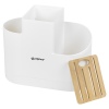 White Plastic & Bamboo Kitchen Utensils Knives Holders [002668]