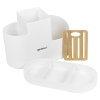 White Plastic & Bamboo Kitchen Utensils Knives Holders [002668]