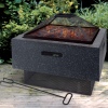 Dark Grey Square Fire Bowl With BBQ Rack [388835]