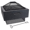 Dark Grey Square Fire Bowl With BBQ Rack [388835]