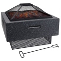 Dark Grey Square Fire Bowl With BBQ Rack [388835]