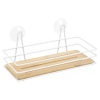 White Wire & Bamboo Bathroom Racks