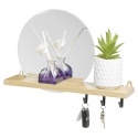 Wooden Mirror Shelf Set with 3 Metal Hooks [538154]