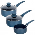 URBN-CHEF Teal Blue Diamond Pans[16cm Milkpan [848517]+18+20cm Saucepan]