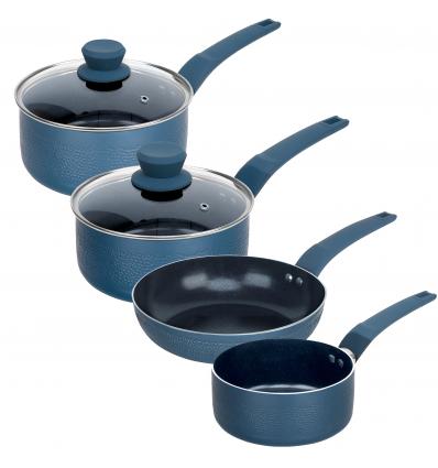 URBN-CHEF Teal Blue Diamond Pans[16+18+20+24cm]