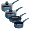 URBN-CHEF Teal Blue Diamond Pans[16+18+20+24cm]