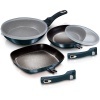 5 Pc Frying Pan Set With Grill And Detachable Handles
