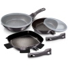 5 Pc Frying Pan Set With Grill And Detachable Handles