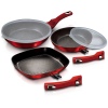 5 Pc Frying Pan Set With Grill And Detachable Handles