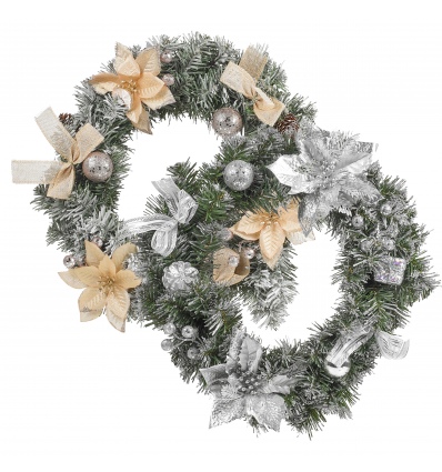 40cm Wreath With Snow And Flowers [018098]