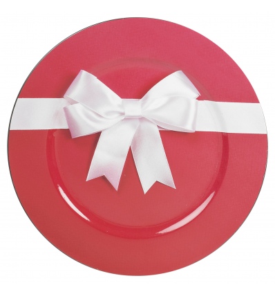 33cm Decorative Red Charger Plates With Bow