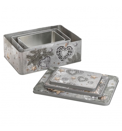 3Pcs Cookie Tin Set Xmas