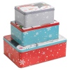 3Pcs Cookie Tin Set Xmas