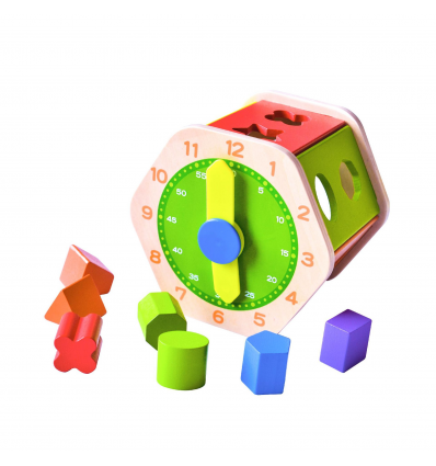 URBN-TOYS Wooden Hexagon Shape Sorter & Clock (AC7647) [506592]