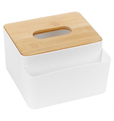 Bamboo Lid Tissue Box with Makeup Storage [181691]