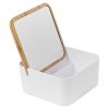 Bamboo Lid Vanity Storage Box with Mirror  [182612]