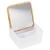 Bamboo Lid Vanity Storage Box with Mirror  [182612]