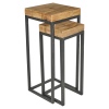 2 Pc Teak End Tables With Metal Legs [334870]