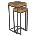 2 Pc Teak Tall Tables With Metal Legs [334870]