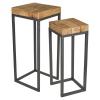 2 Pc Teak End Tables With Metal Legs [334870]