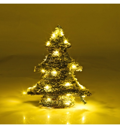 Rattan Xmas Tree With Warm White LED Lights