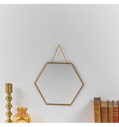 Honeycomb Shape Gold Plate Mirror With Chain
