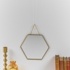 Honeycomb Shape Gold Plate Mirror With Chain