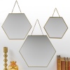 Honeycomb Shape Gold Plate Mirror With Chain