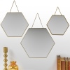 Honeycomb Shape Gold Plate Mirror With Chain