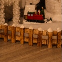Snowy LED Brown Wooden Fences