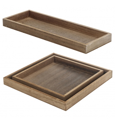 Brown Shallow Wooden Decor Tray