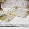 GOLD HOME Square Mirror Tray Set Of 2 [533463]