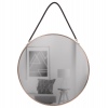 Round Metal Framed Wall Mirror On Leather Rope -38cm [891472]