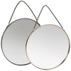 Round Metal Framed Wall Mirror On Leather Rope -38cm [891472]