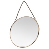 Round Metal Framed Wall Mirror On Leather Rope -38cm [891472]