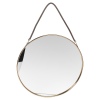 Round Metal Framed Wall Mirror On Leather Rope -38cm [891472]