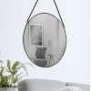 Round Metal Framed Wall Mirror On Leather Rope -38cm [891472]