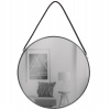 Round Metal Framed Wall Mirror On Leather Rope -38cm [891472]