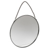 Round Metal Framed Wall Mirror On Leather Rope -38cm [891472]