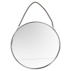 Round Metal Framed Wall Mirror On Leather Rope -38cm [891472]