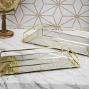 Rectangle Gold Mirror Tray Set With Handles [747700]]