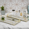 Rectangle Gold Mirror Tray Set With Handles [747700]]