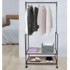 Industrial Style Metal Frame Clothing Rack With Shelves on Wheels [924682]