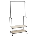 Industrial Style Metal Frame Clothing Rack With Shelves on Wheels [924682]