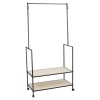 Industrial Style Metal Frame Clothing Rack With Shelves on Wheels [924682]