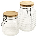 Bamboo Lid Embossed Food Storage Jar