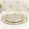 GOLD HOME 2Pcs Metal Mirror Tray Set